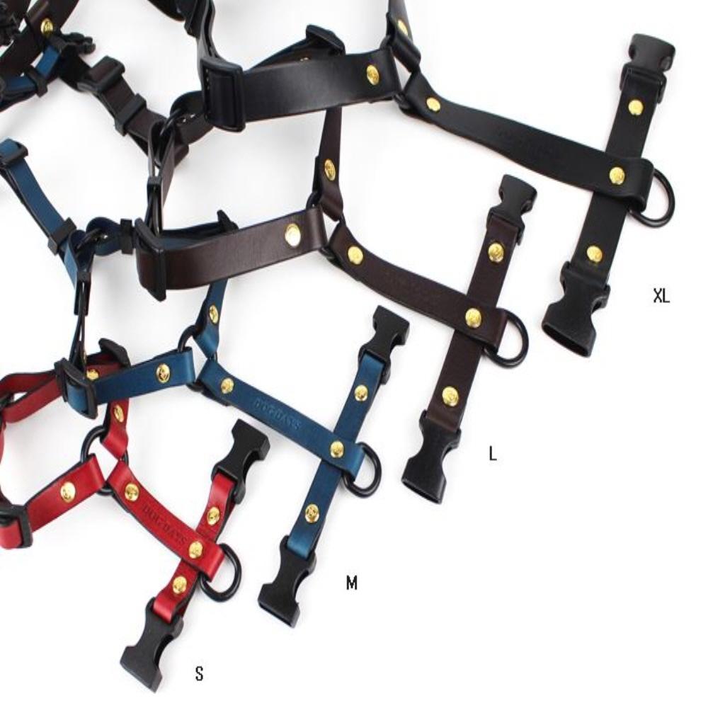 Retro leather black harness(Blue)