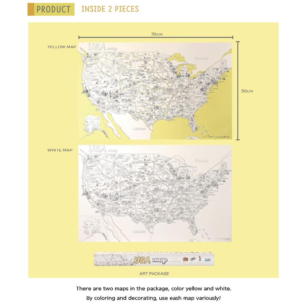 Dream Sky Nation-Map Decorative Coloring Painting DIY Paper Continent Map - U.S.A.