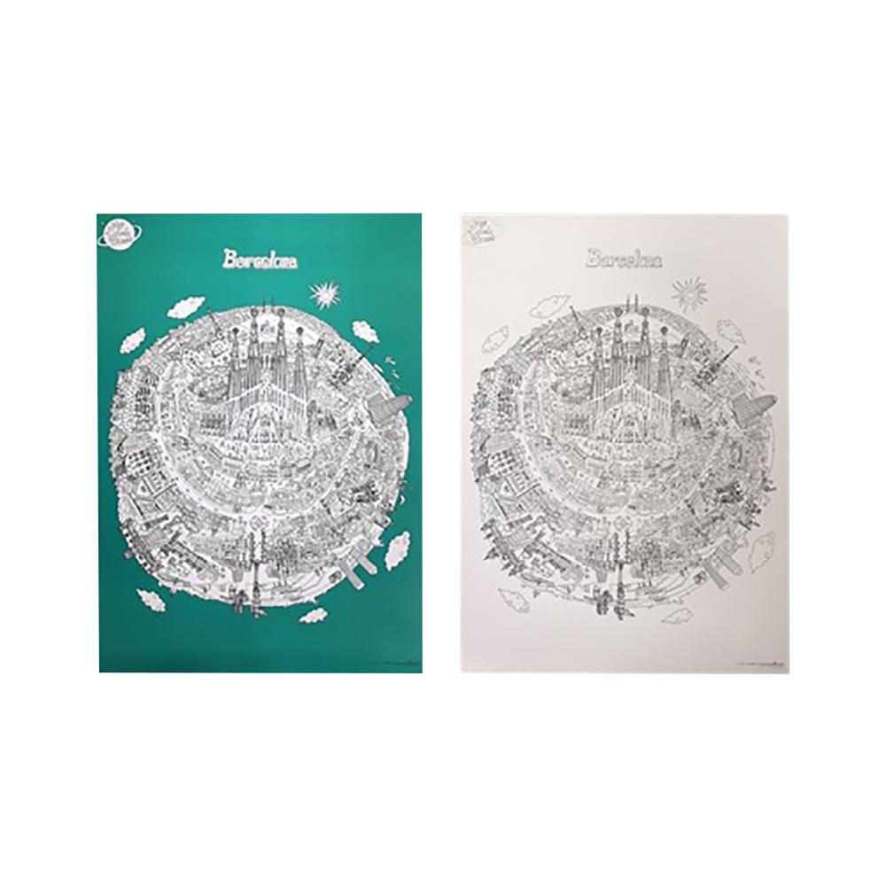 Dream Sky Lovely-Map Decorative Coloring Painting DIY Paper City Map - Barcelona