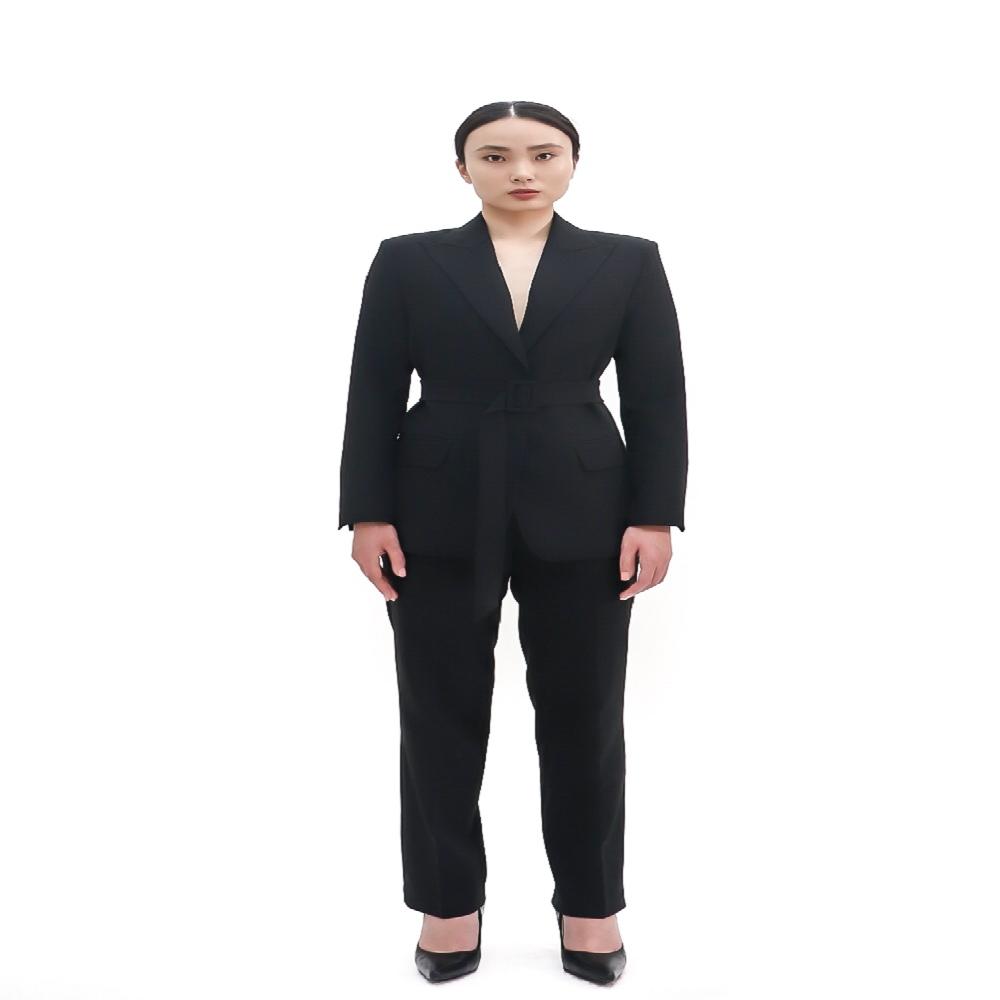 SUITHEEL LOOSE FIT BELTED SINGLE SUIT - BLACK
