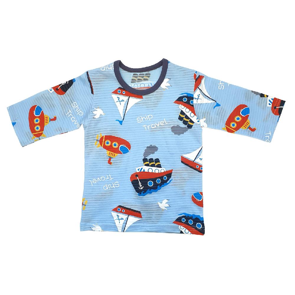 Ship Travel; 21SS kids Organic 3/4 Sleeves Jacquard