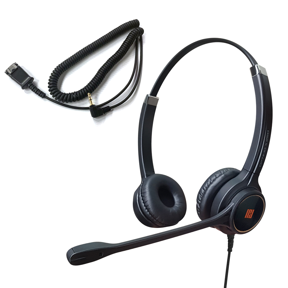 IPD IPH-255 Double Ear NC Headset with 2.5mm Jack for Polycom IP 320,321,330, Cisco SPA,Grandstream