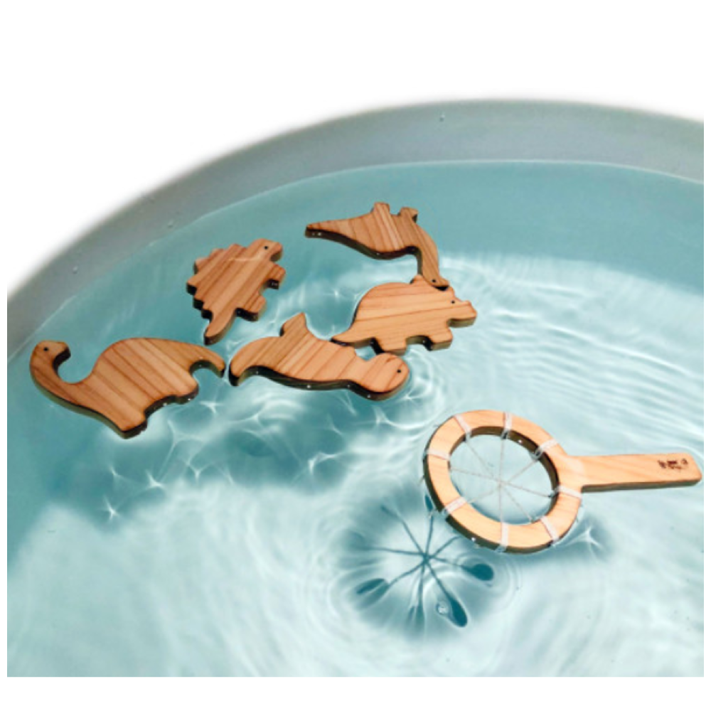 Korean Wooden Bath Toy Manufacturer, HINOKI WOODEN BATH TOYS - DINOSAUR SET