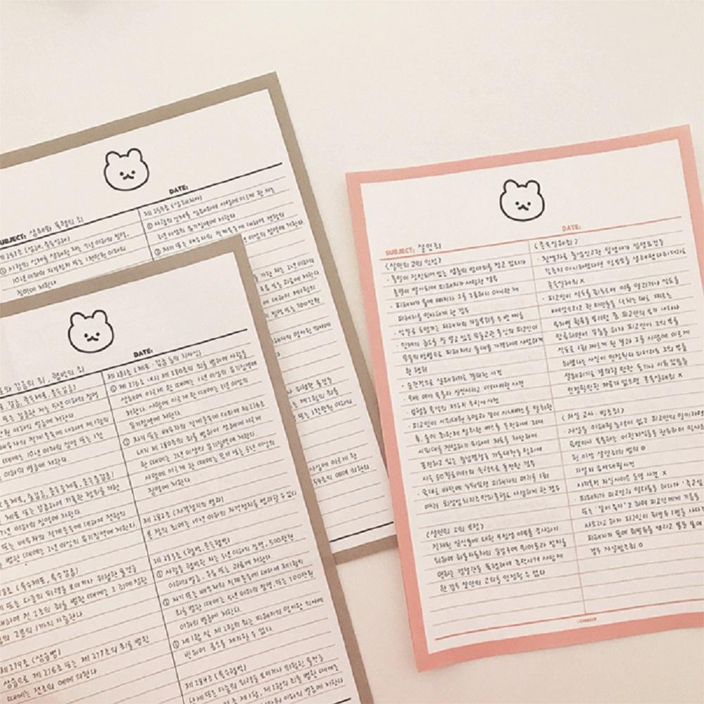 Half line note with a siot bear without bond and detachable per page (Pink)