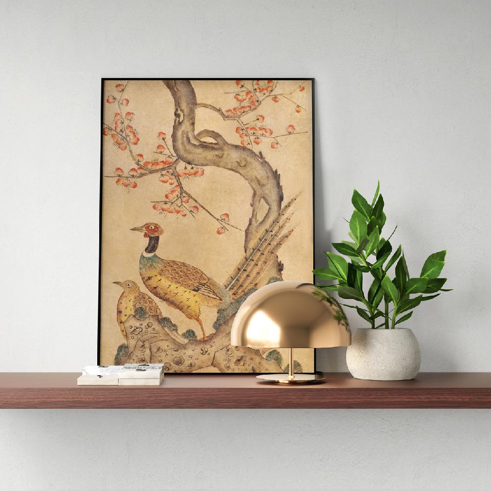 Korean Folk Art Frameless Art Print, minhwa drawing Korean art poster for home  decoration_'Whajodo'