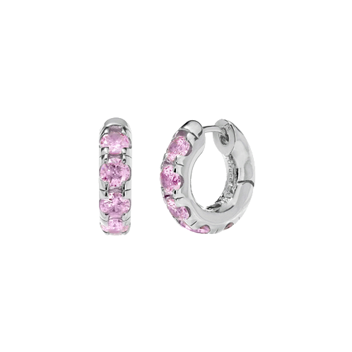 Round Volume Pink Earrings ( S925 )