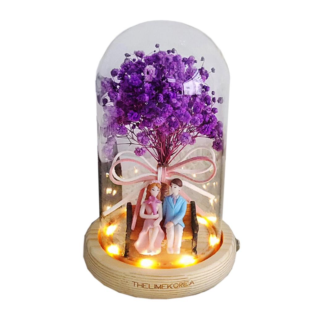 LED Fog Couple Glass Dome Mood Lamp Lovely Figure Fog Flower