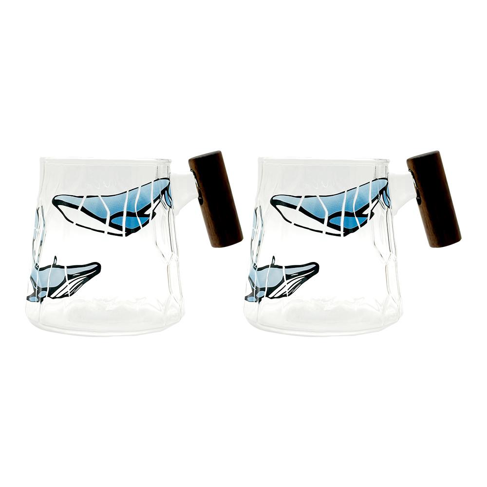 OCEAN WHALE GLASS MUG&COASTER DUO SET